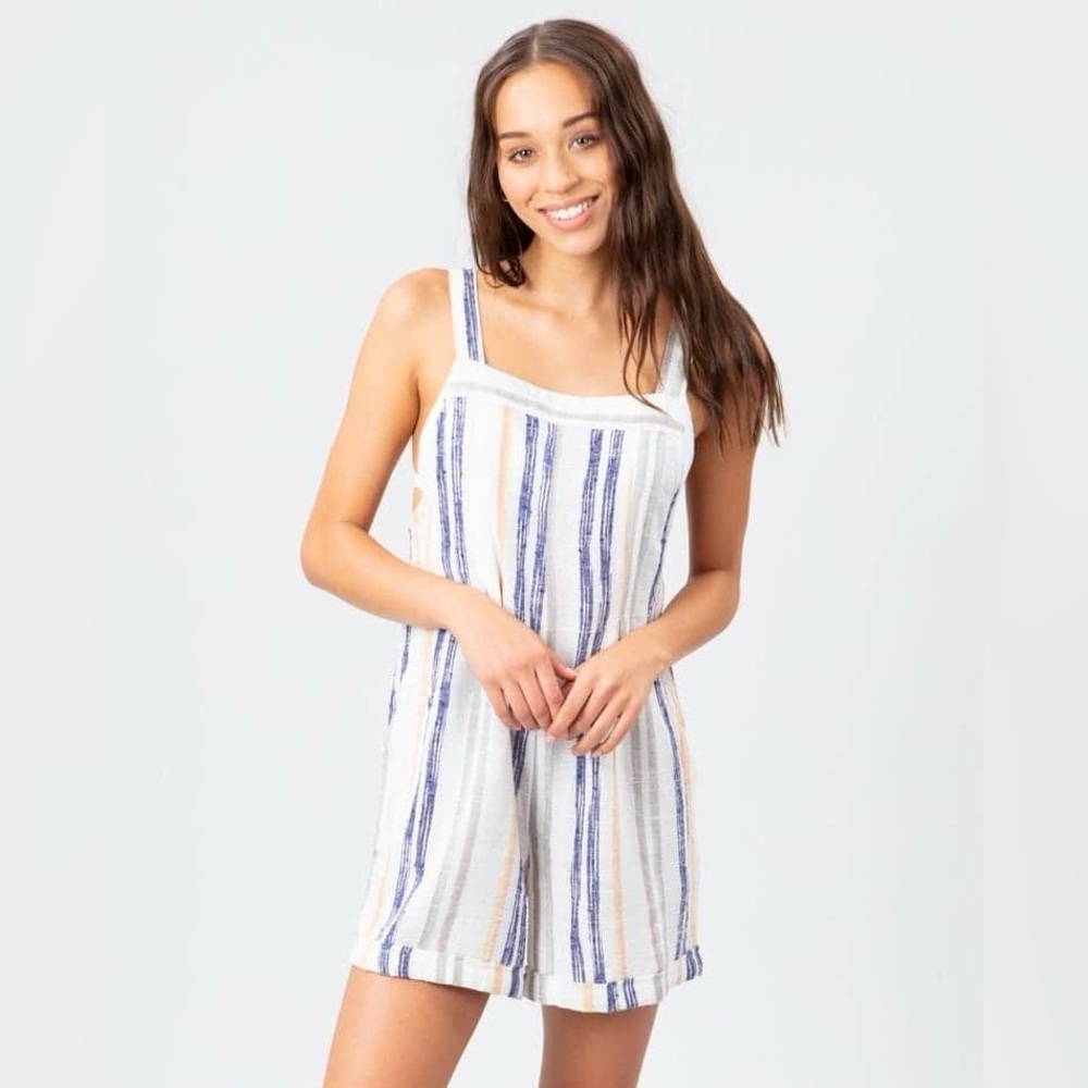 Rip Curl Striped Jumpsuit - Blue and White